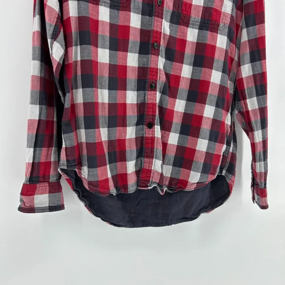 Vintage J.Crew Plaid Workshirt Men’s M 100% Cotton Red Black Button Up Top